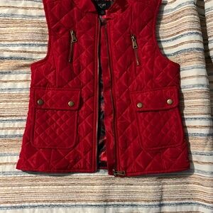 Red Quilted Vest with Pockets